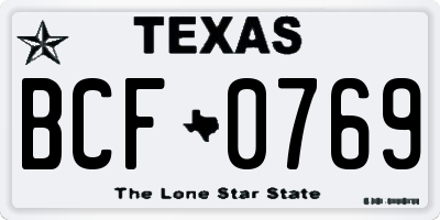 TX license plate BCF0769
