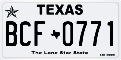 TX license plate BCF0771