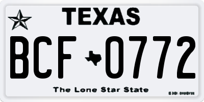 TX license plate BCF0772