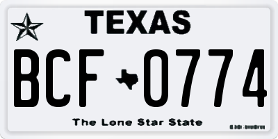TX license plate BCF0774