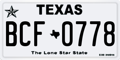 TX license plate BCF0778