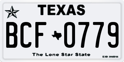 TX license plate BCF0779