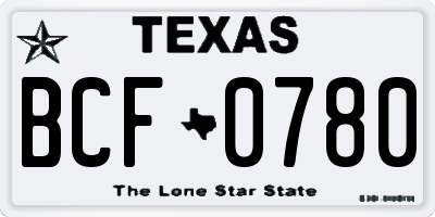 TX license plate BCF0780
