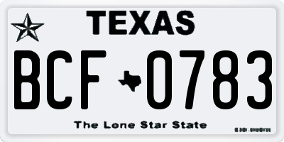 TX license plate BCF0783