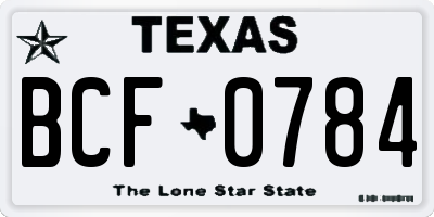 TX license plate BCF0784