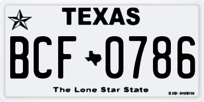 TX license plate BCF0786