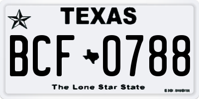 TX license plate BCF0788