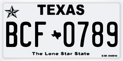 TX license plate BCF0789