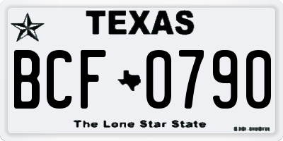 TX license plate BCF0790
