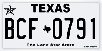 TX license plate BCF0791