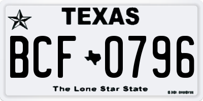 TX license plate BCF0796
