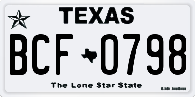 TX license plate BCF0798