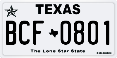 TX license plate BCF0801