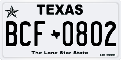TX license plate BCF0802