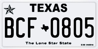 TX license plate BCF0805