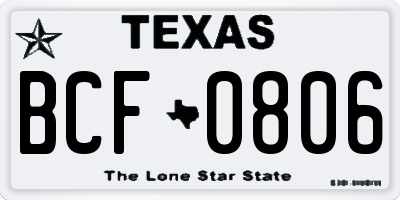 TX license plate BCF0806