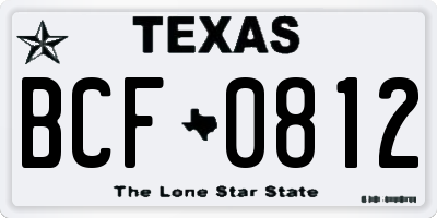 TX license plate BCF0812
