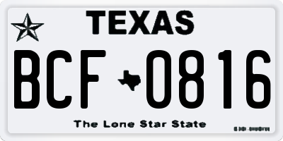 TX license plate BCF0816