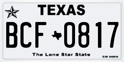 TX license plate BCF0817