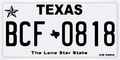 TX license plate BCF0818