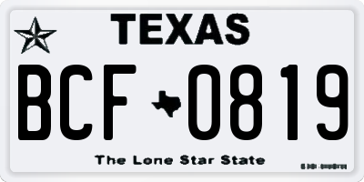 TX license plate BCF0819