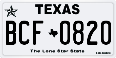 TX license plate BCF0820