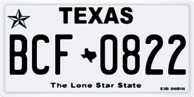 TX license plate BCF0822