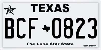 TX license plate BCF0823