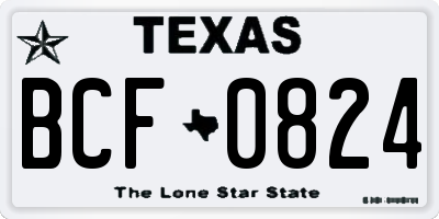 TX license plate BCF0824