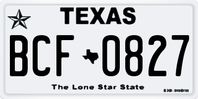 TX license plate BCF0827