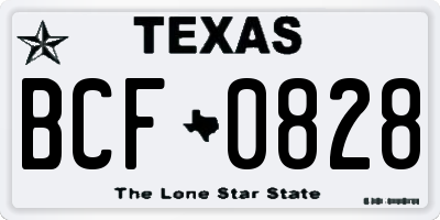 TX license plate BCF0828