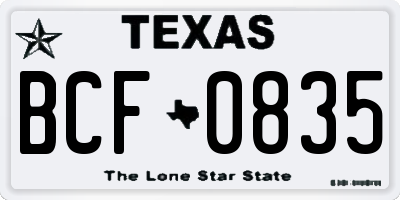 TX license plate BCF0835