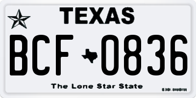 TX license plate BCF0836