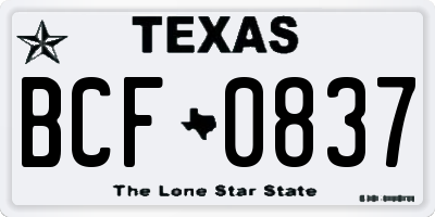 TX license plate BCF0837