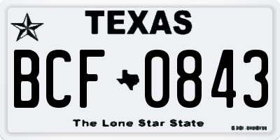 TX license plate BCF0843