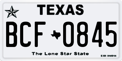 TX license plate BCF0845