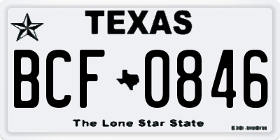 TX license plate BCF0846