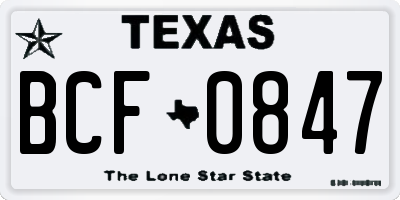 TX license plate BCF0847