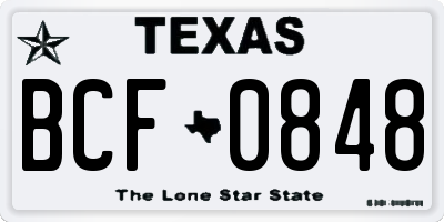 TX license plate BCF0848