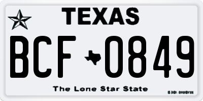 TX license plate BCF0849