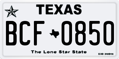 TX license plate BCF0850