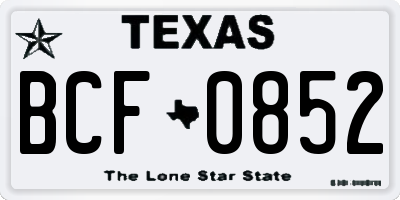 TX license plate BCF0852