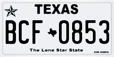 TX license plate BCF0853