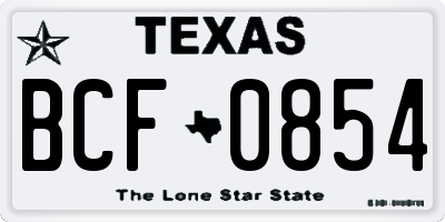TX license plate BCF0854