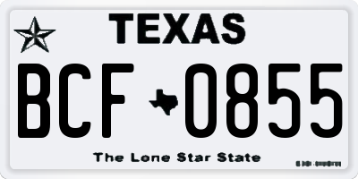 TX license plate BCF0855