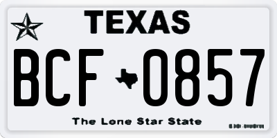 TX license plate BCF0857