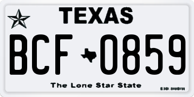 TX license plate BCF0859