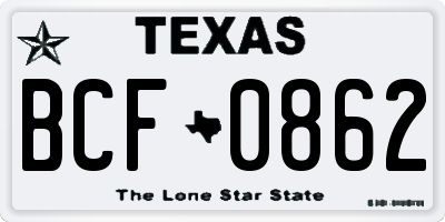 TX license plate BCF0862
