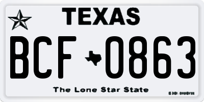 TX license plate BCF0863