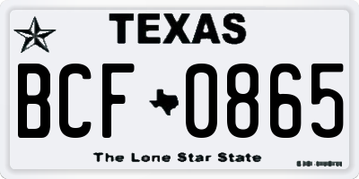 TX license plate BCF0865